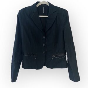 MARCCain Navy Virgin Wool Pinstripes Single Breasted Lapel Collar Blazer US 8